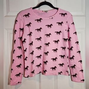 Rod's Pink Brown Horse Print Long Sleeve Riding Top